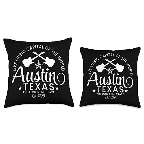 Austin Texas Souvenir Gifts Austin Texas Live Music Capital of The World Souvenir Throw Pillow, 16x16, Multicolor