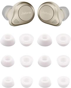 rqker ear tips compatible with jabra elite 85t headphone, 6 pairs s/m/l size replacement ear tips earbud covers eartips compatible with jabra elite 85t, s/m/l (white)