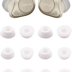 Rqker Ear Tips Compatible with Jabra Elite 85t Headphone, 6 Pairs S/M/L Size Replacement Ear Tips Earbud Covers Eartips Compatible with Jabra Elite 85t, S/M/L (White)