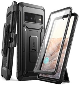 supcase unicorn beetle pro full-body rugged holster case with built-in screen protector for google pixel 6 pro (2021), black
