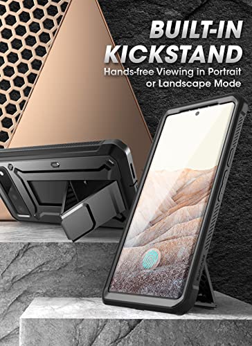 SUPCASE Unicorn Beetle Pro Full-Body Rugged Holster Case with Built-in Screen Protector for Google Pixel 6 Pro (2021), Black