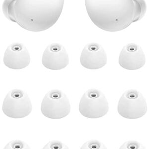 Rqker Ear Tips Compatible with Galaxy Buds 2 Earbuds, 6 Pairs S/M/L Sizes Soft Silicone Replacement Ear Tips Earbud Tips Eartips Compatible with Galaxy Buds 2, White 12 SML