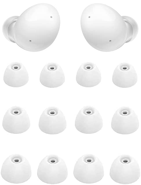 Rqker Ear Tips Compatible with Galaxy Buds 2 Earbuds, 6 Pairs S/M/L Sizes Soft Silicone Replacement Ear Tips Earbud Tips Eartips Compatible with Galaxy Buds 2, White 12 SML