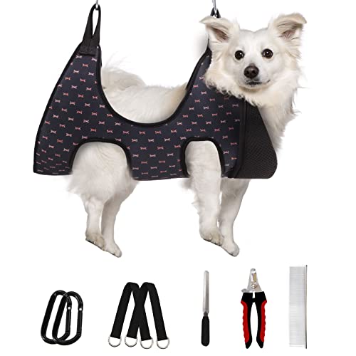 Supet Dog Grooming Hammock Harness for Cats Dogs, Relaxation Pet Grooming Hammock Restraint Dog & Small Animal Leashes Sling for Grooming Dog Grooming Helper for Nail Trimming Clipping Grooming