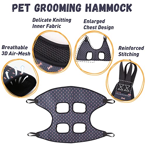 Supet Dog Grooming Hammock Harness for Cats Dogs, Relaxation Pet Grooming Hammock Restraint Dog & Small Animal Leashes Sling for Grooming Dog Grooming Helper for Nail Trimming Clipping Grooming