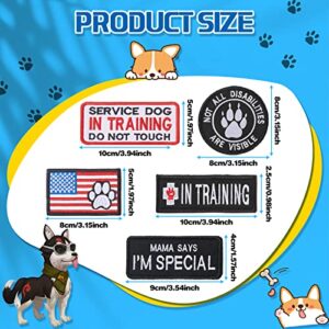 16 Pieces Service Dog Patch Do Not Pet Patch Ask to Pet Patch Removable Embroidery Tactical Patches with Hook and Loop American Flag Patches for Dog Harness Vest Collar