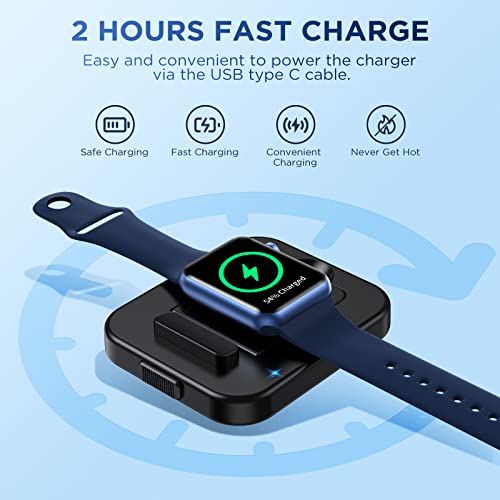 Bifrost Portable Watch Charger Stand - Wireless Magnetic Charging Station with Charging Cable,Compatible with iWatch Series SE 8 7 6 5 4 3 2(38/40/42/44mm)-Black