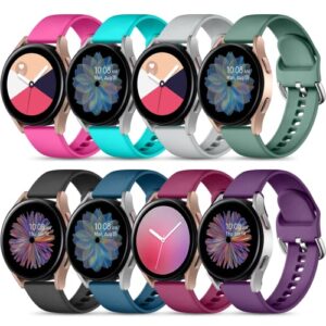 maledan 8 pack bands compatible with samsung galaxy watch 5 band/galaxy watch 6/galaxy watch 4 band, galaxy watch 5 pro/galaxy watch 3/active 2 watch, 20mm soft silicone sports strap women men, small