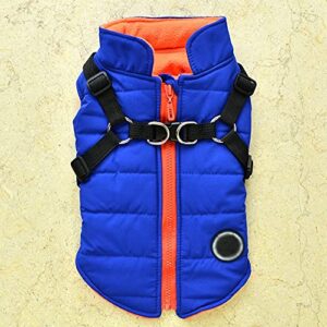 HOMU Dog Warm Vest Jacket Harness Pet Winter Clothes Jacket Coat Puppy 2 in 1 Outfit Cold Weather Coat Waterproof Dog Cotton Padded Clothes Apparel Dog Sweater Vest for Small Dogs and Medium Dogs