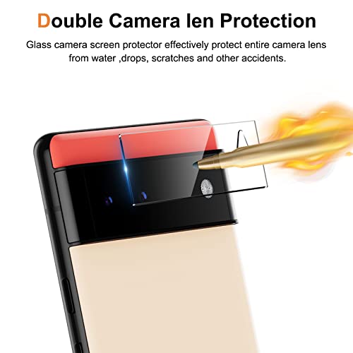 [2+2] Pack Privacy Screen Protector Compatible for Google Pixel 6 5G with Camera Lens Protector, [Not Support Fingerprint Unlock] 9H Hardness Tempered Glass, Bubble Free, Scratch Resistant