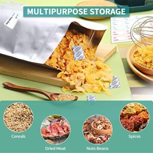 MUACL 50 Mylar Bags for Food Storage-10"x14" Extra Thick mylar bags with 50pcs*400cc Oxygen Absorbers and Label Stickers ,for Wheat, Rice, Legumes Meat Long Term Food Storage Home Organization