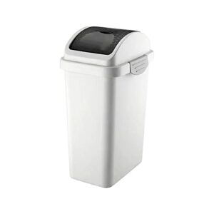 Yingliqi Slim Trash Can with Swing Lid, Plastic Trash Bin for Kitchen, Waste Bin for Narrow Space, Bathroom, 11 Liter