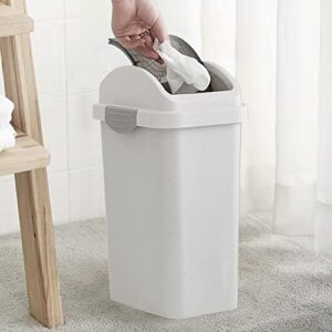 Yingliqi Slim Trash Can with Swing Lid, Plastic Trash Bin for Kitchen, Waste Bin for Narrow Space, Bathroom, 11 Liter