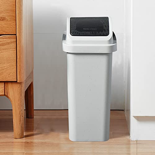 Yingliqi Slim Trash Can with Swing Lid, Plastic Trash Bin for Kitchen, Waste Bin for Narrow Space, Bathroom, 11 Liter