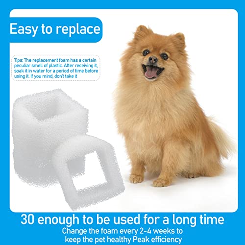 30 Pieces Pet Fountain Filter Foam Replacement Filter Foam Pre-Filter Drinking Water Sponge Filter Compatible with Drinkwell Ceramic and 360 Stainless Steel Pet Dog Cat Fountains