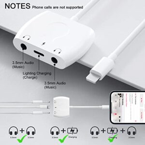 ELITEED iPhone Headphone Adapter,3in1 Lightning to 3.5 mm Headphone Jack Adapter,iPhone Splitter Audio and Charge for iPhone 14/13/12/SE/11/X/XR/8/iPad (Support Listening Music)