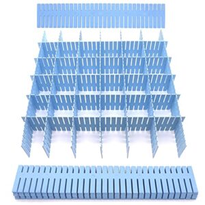 24pcs adjustable drawer dividers organizer,blue plastic diy grid drawer organizer dividers storage socks underwear makeup cosmetic clothes organizer separator can help tidy kitchen bedroom dresser