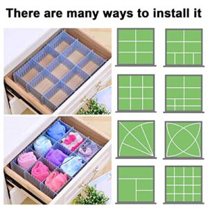 24Pcs Adjustable Drawer Dividers Organizer,Blue Plastic DIY Grid Drawer Organizer Dividers Storage Socks Underwear Makeup Cosmetic Clothes Organizer Separator Can Help Tidy Kitchen Bedroom Dresser