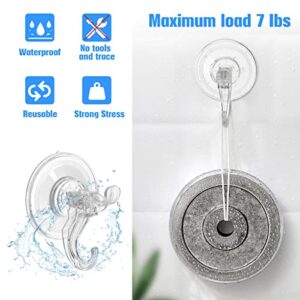 3 Pack Suction Cup Hooks, Clear Heavy Duty Vacuum Suction Cups with Dual Hooks Removable Window Glass Door Suction Hangers, Reusable Suction Cup Holders for Kitchen Bathroom Shower Wreath