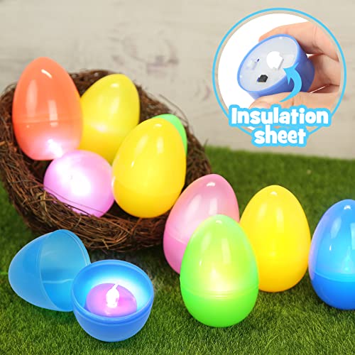 Shindel 24PCS Glow Easter Eggs, Light Up Easter Eggs Party Favors for Kids Glow in The Dark Eggs Easter Basket Stuff