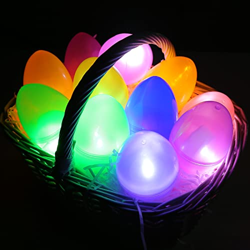 Shindel 24PCS Glow Easter Eggs, Light Up Easter Eggs Party Favors for Kids Glow in The Dark Eggs Easter Basket Stuff