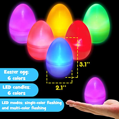 Shindel 24PCS Glow Easter Eggs, Light Up Easter Eggs Party Favors for Kids Glow in The Dark Eggs Easter Basket Stuff