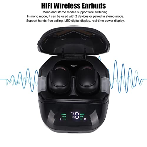 Wireless Sports Earphone, Sports BT5.0 Stereo Headset LED Digital Display Wireless Earplugs Games Headset with Charging Compartment Fit for Smartphones