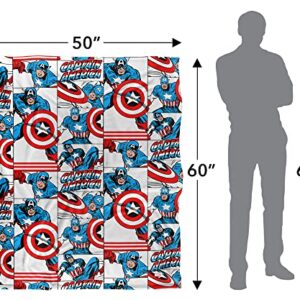 Marvel Captain America Blanket, 50"x60", Captain America Tiles, Silky Touch Super Soft Throw Blanket