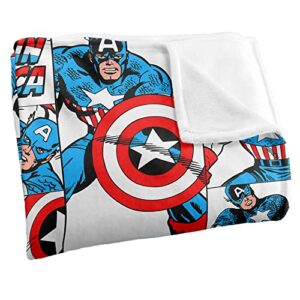 Marvel Captain America Blanket, 50"x60", Captain America Tiles, Silky Touch Super Soft Throw Blanket