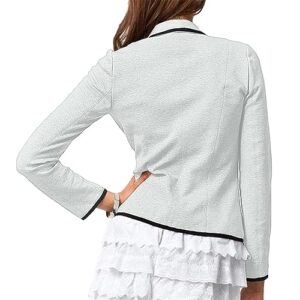 Hemlock Women Slim Blazer Jacket Lapel Open Front Cardigan Coat Solid Color Work Blazers Suit Jackets White