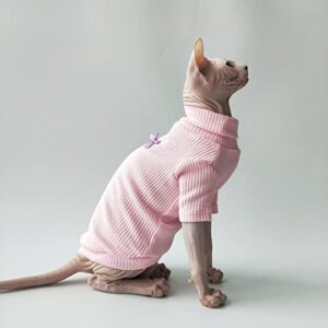 Sphynx Cat Clothes Comfortable and Soft Sweater Hairless Cat Sphynx,Devon, Connis Cat Autumn and Spring Clothes for Cats & Small Dogs (L, Pink)