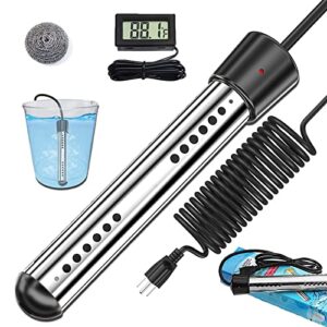immersion water heater, bucket water heater, submersible water heater 304 stainless steel guard, pool heaters for boiling bath water to heat 5 gallons of water in minutes-u.s standard