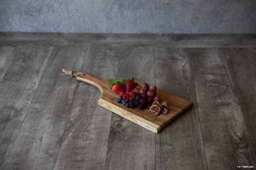 TOSCANA - a Picnic Time brand - Friends Central Perk Artisan 18" Acacia Charcuterie Board with Raw Wood Edge, Cheese Board, Serving Platter, (Acacia Wood)