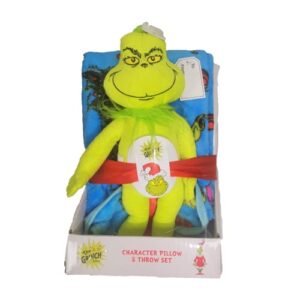 grinch The Grinch Throw with Character Pillow Plush Set