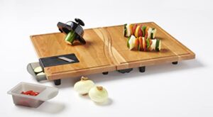 anchor hocking swingboard cherry wood cutting board, 6 piece set, meal prep station