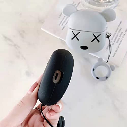 AirPod 3 Case Silicone Cover Case Compatible for Airpod 3 2021 3rd Generation Case, Shock-Absorbing Protective Case with Carabiner Suitable for Anyone。 (3 gen Violent Bear Gray)