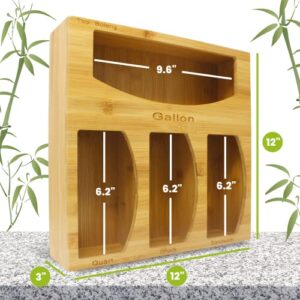 Top Boleng Bamboo Plastic Ziplock Bag Organizer Storage for a Kitchen Drawer and Kitchen Organization, Compatible With Most Ziplock Sandwich and Snack Variety Bags