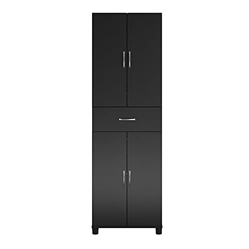 Pemberly Row Mid-Centruy Storage Cabinet with Drawer in Black