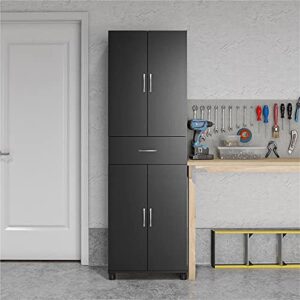 Pemberly Row Mid-Centruy Storage Cabinet with Drawer in Black