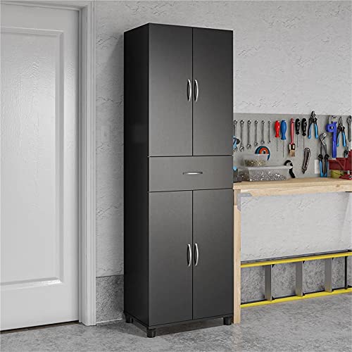 Pemberly Row Mid-Centruy Storage Cabinet with Drawer in Black