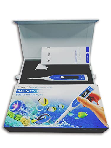 Saltwater Meter Salinity Meter Digital Water Tester Hydrometer Ideal for Hydroponics Aquarium Fish Pond Aquaculture High Accuracy Pen Type Meter Specific Gravity(SG) Salinity and Temperature 3 in 1