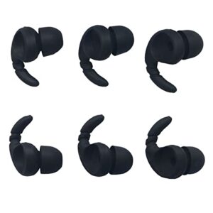 sports earbuds tips replacement ear fins wingtips noise isolation replacement eartips adapters for in ear earphones 4mm to 6mm nozzle attachment 3 pairs left & right, balck
