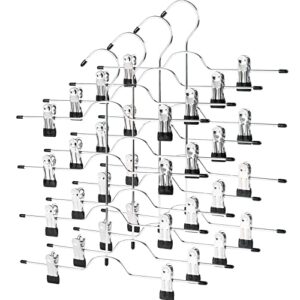 Skirt Hangers 4 Tier Pants Hangers with Adjustable Clips Space Saving Hangers Closet Organizer for Skirts, Slacks, Jeans, Towels (4 Pieces)