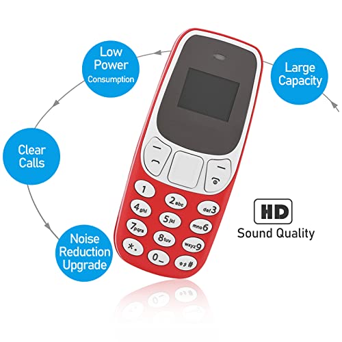 WESE BM10 Mini Bluetooth Phone, GSM Bluetooth Handset Phone Dual Card Dual Standby Mini Mobile Phone Bluetooth Dialer Small Cell Phone Kids Phone Built in Voice Changer (Red)