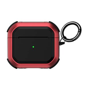 saharacase armor series case and kit for apple airpods 3 (2021 3rd generation) [rugged] full body protection antislip grip slim with keychain (red)