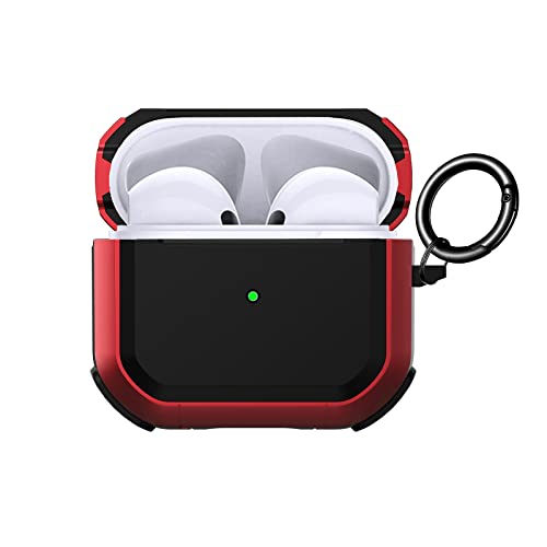 SaharaCase Armor Series Case and Kit for Apple AirPods 3 (2021 3rd Generation) [Rugged] Full Body Protection Antislip Grip Slim with Keychain (Red)