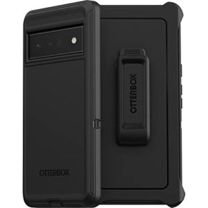 otterbox pixel 6 pro defender series case - black, rugged & durable, with port protection, includes holster clip kickstand