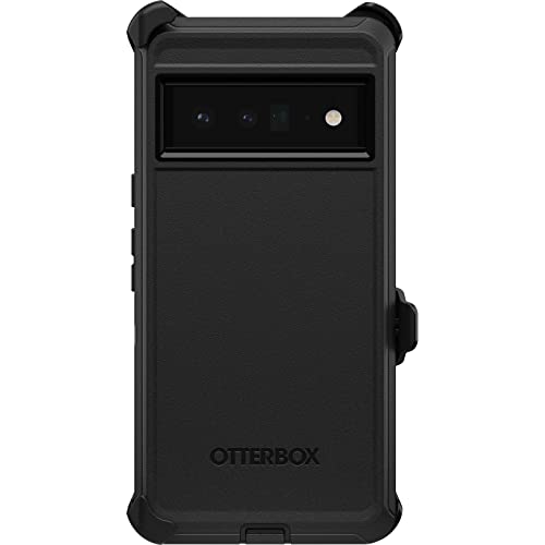 OtterBox Pixel 6 Pro Defender Series Case - BLACK, rugged & durable, with port protection, includes holster clip kickstand