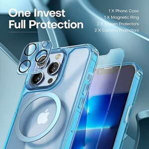 TAURI [5 in 1 Designed for 13 Pro Max Case, [Not-Yellowing] with 2X Tempered Glass Screen Protector + 2X Camera Lens Protector, [Military-Grade Drop Protection] Slim Phone Case 6.7 Inch Sierra Blue