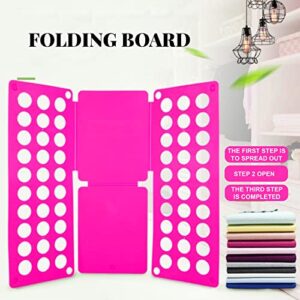 Folding Boards Quality Kids Magic Clothes Folder T Shirts Jumpers Organizer Fold Save Time Quick Clothes Folding Board Clothes Holder (Pink)